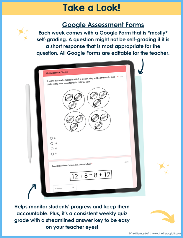 3rd Grade Math Morning Work and Weekly Assessments Bundle