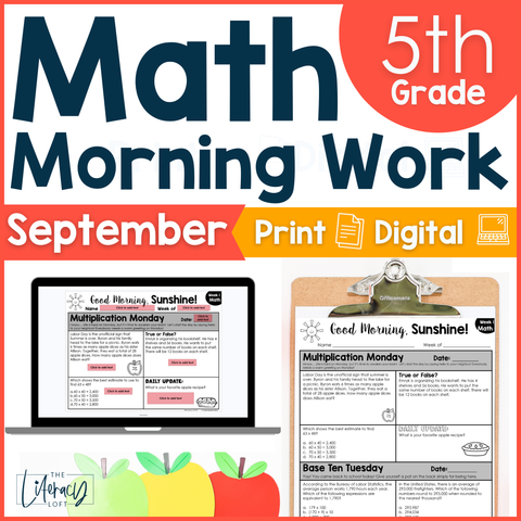 Math Morning Work 5th Grade {September} | Distance Learning | Google Apps