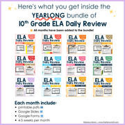 9th-10th Grade ELA Daily Review & Assessment Reading Comprehension Bundle High School