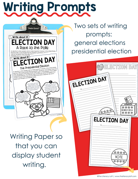 2024 Presidential Election Reading Comprehension Bingo 3rd 4th 5th Grade Passages Questions Graphic Organizers Writing Prompts