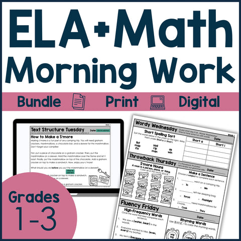 ELA + Math Morning Work Grades 1-3 Bundle