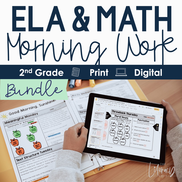 ELA + Math Morning Work 2nd Grade {The Bundle} | Distance Learning | Google Slides
