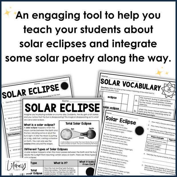 Solar Eclipse 2024 Reading Comprehension Passages Spring Activities Worksheets