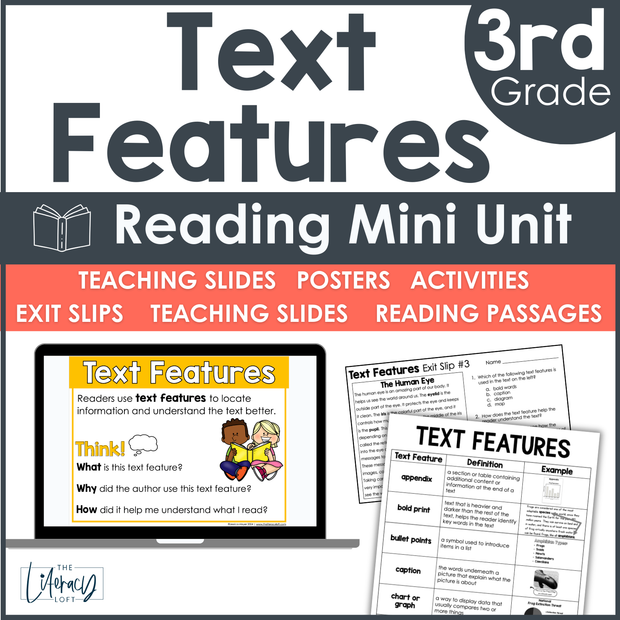 Text Features 3rd Grade Reading Worksheets Anchor Charts Scavenger Hunt Posters