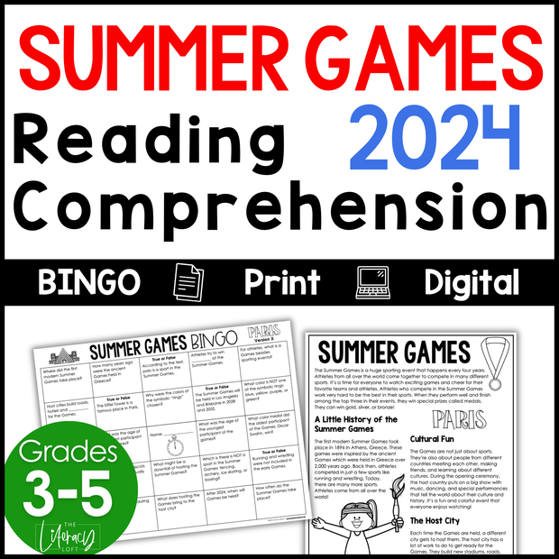 Summer Olympics 2024 Paris Summer Games Reading Comprehension Passages Activity