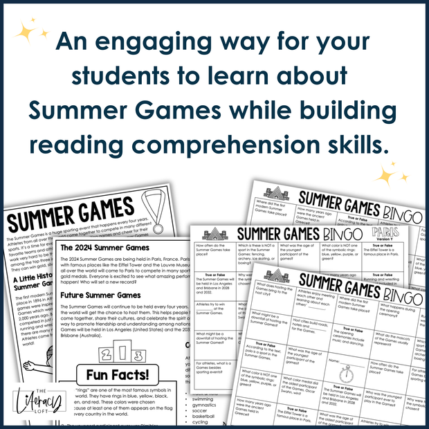 Summer Olympics 2024 Paris Summer Games Reading Comprehension Passages Activity