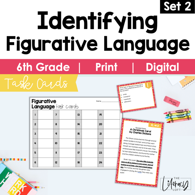 Identifying Figurative Language Task Cards (Set 2) 6th Grade | Google Apps