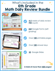 Math Daily Review 6th Grade Bundle | Printable | Google Apps