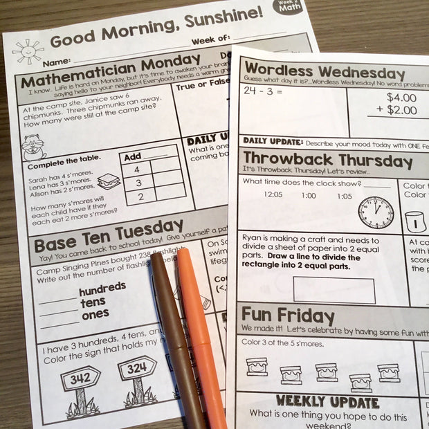 Math Morning Work 2nd-3rd Grade {Bundle} | Distance Learning | Google Slides and Forms