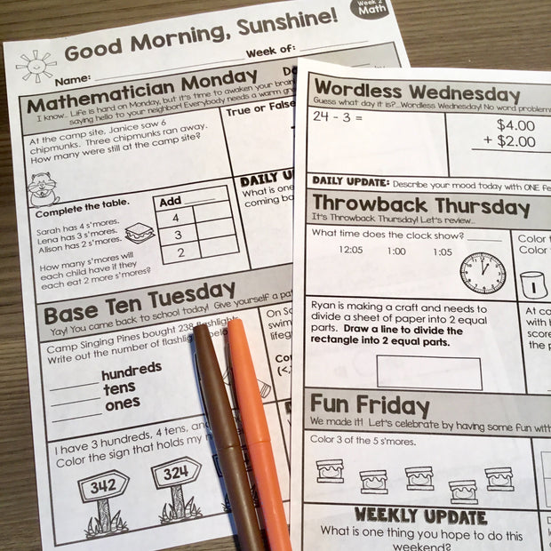 2nd Grade Math Morning Work – The Literacy Loft