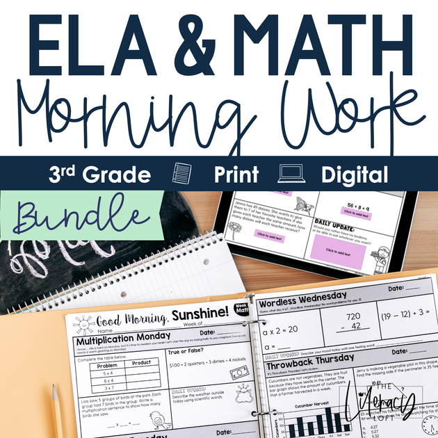 ELA + Math Morning Work 3rd Grade {The Bundle} | Google Slides + Forms ...