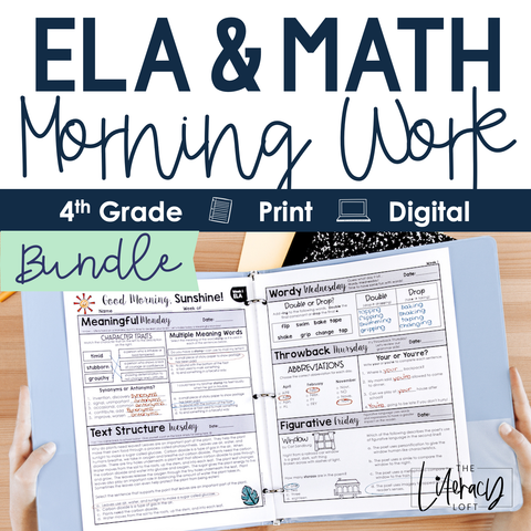 ELA + Math Morning Work 4th Grade {The Bundle} Google Slides + Forms