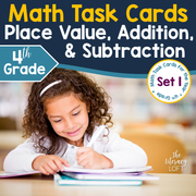 Place Value, Addition, and Subtraction Task Cards (4th Grade) Google Slides & Forms Distance Learning