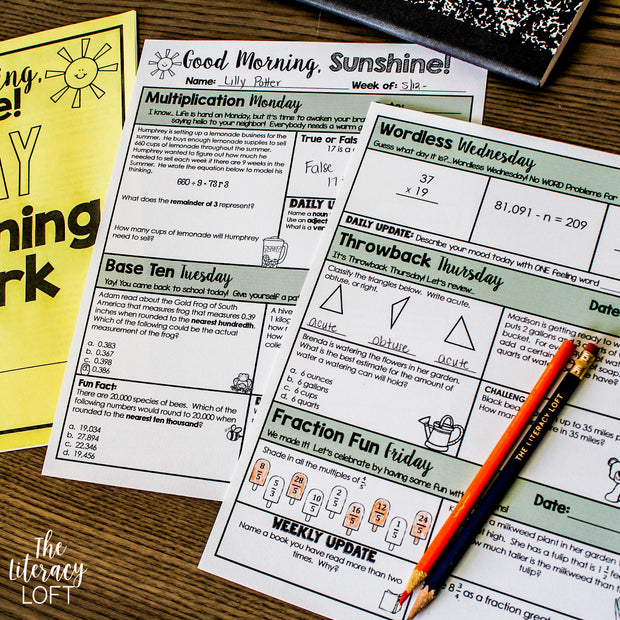 Morning Work 5th Grade Math Morning work 5th grade math
