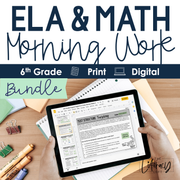 ELA + Math Daily Review 6th Grade {The Bundle} | Distance Learning | Google Slides