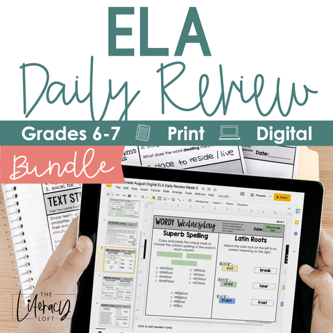 ELA Daily Review 6th & 7th Grade Bundle | Google Slides and Google Forms