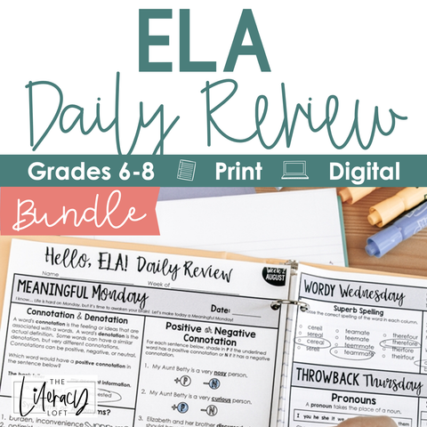 ELA Daily Review 6th - 8th Grade (Bundle) | Google Slides and Google Forms