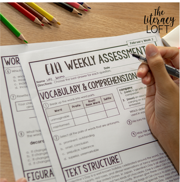 ELA Weekly Assessments 7th Grade  | Printable | Google Forms