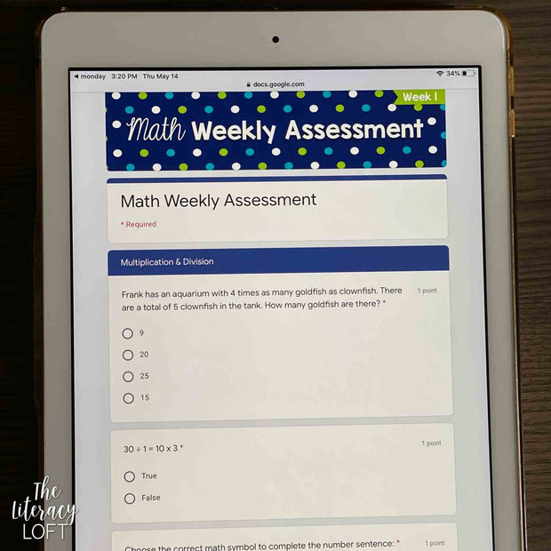 Math Weekly Assessments 3rd Grade | Printable | Google Forms