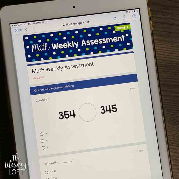 Math Weekly Assessments – The Literacy Loft