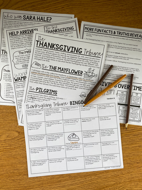 Thanksgiving Reading Comprehension Bingo