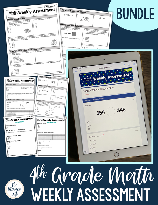 Math Weekly Assessments – The Literacy Loft