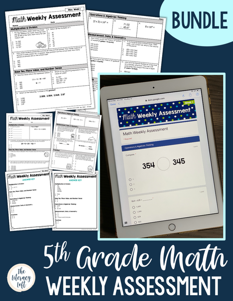 Math Weekly Assessments 5th Grade | Printable | Google Forms