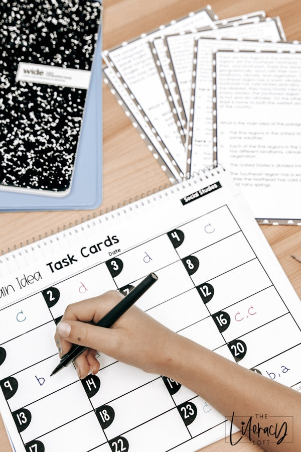 Main Idea Task Cards Social Studies 3rd Grade | Distance Learning | Google Slides & Forms