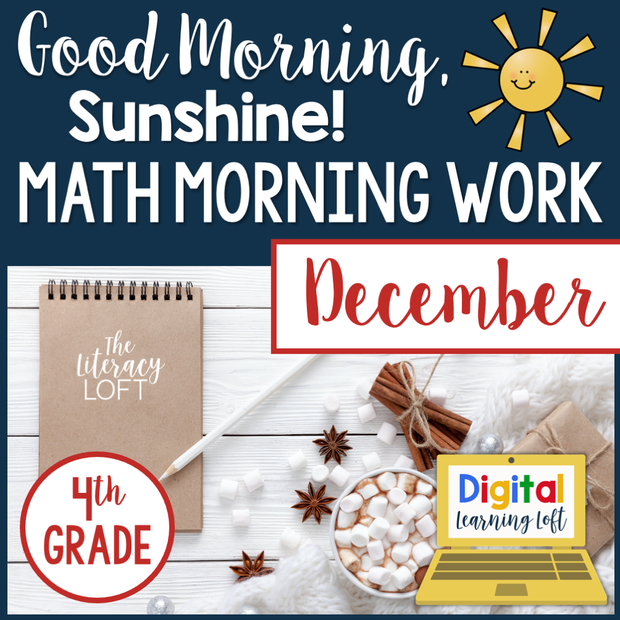 Math Morning Work 4th Grade {December} I Distance Learning I Google Apps