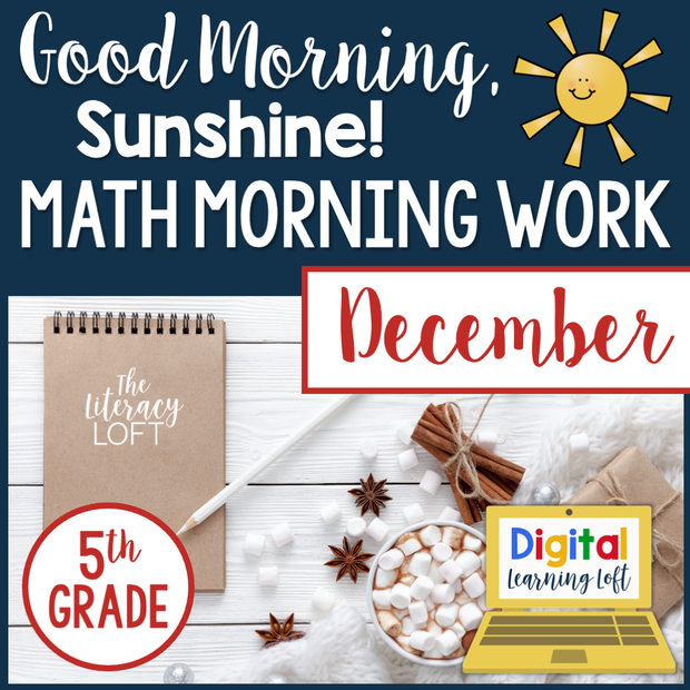 Math Morning Work 5th Grade {December} I Distance Learning I Google Apps