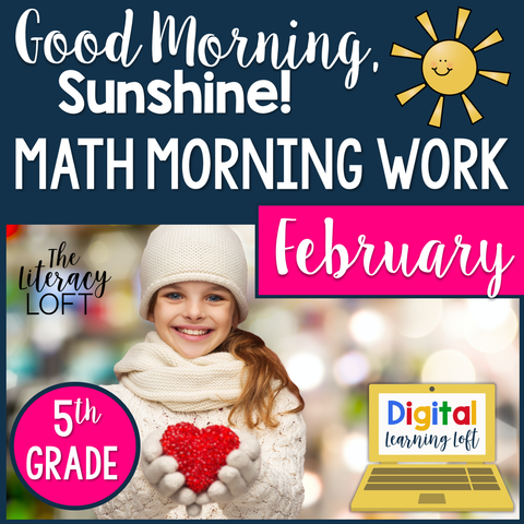 Math Morning Work 5th Grade {February} I Distance Learning I Google Slides