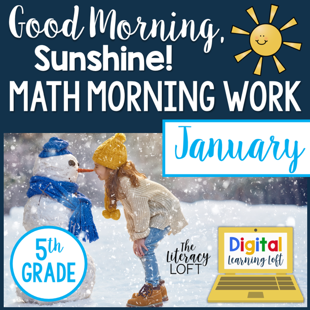 Math Morning Work 5th Grade {January} I Distance Learning I Google Apps