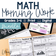 Math Morning Work 3rd-4th Grade {Bundle} | Distance Learning | Google Slides and Forms