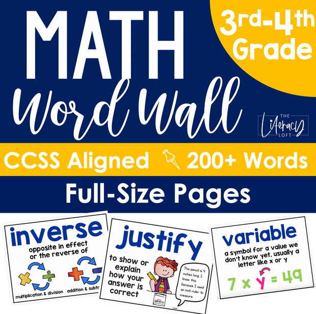 Math Word Wall {Grades 3-4} FULL SIZE PAGES