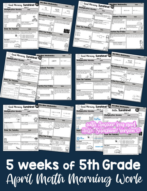 Math Morning Work 5th Grade {April} | Distance Learning | Google Slides