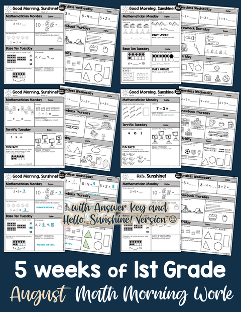 Math Morning Work 1st Grade {August} | Distance Learning | Google Apps