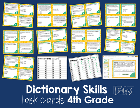 Dictionary Skills Task Cards 4th Grade I Google Slides and Forms