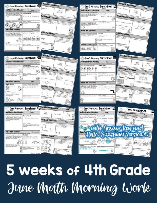 Math Morning Work 4th Grade {June} | Distance Learning | Google Apps