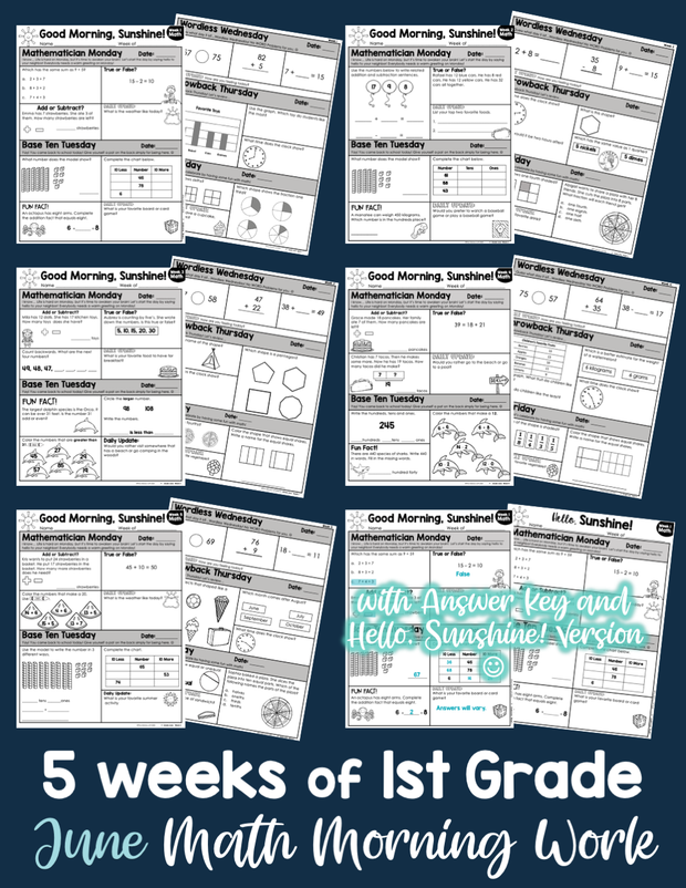 Math Morning Work 1st Grade {June} | Distance Learning | Google Apps