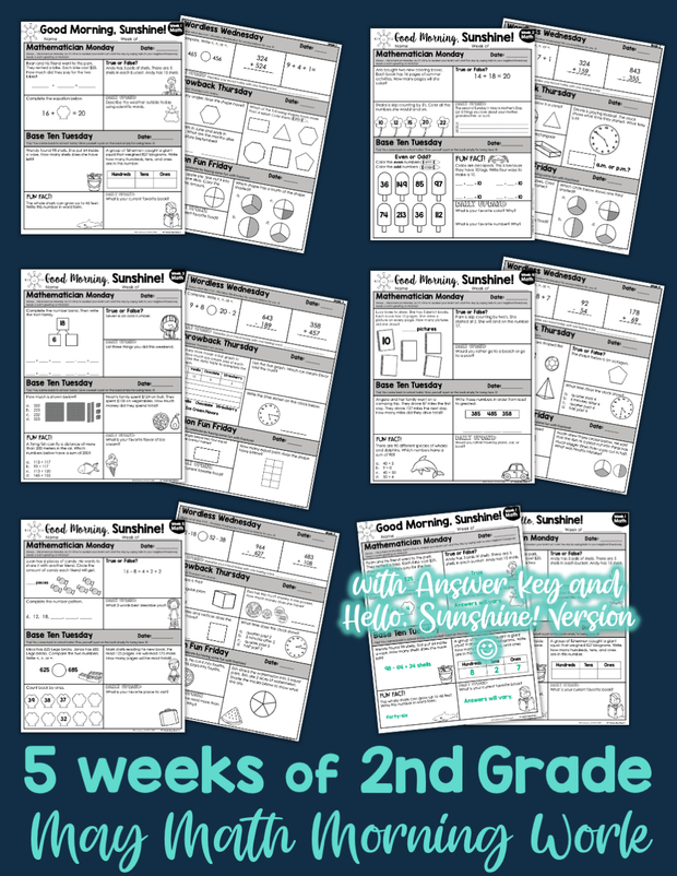 Math Morning Work 2nd Grade {May} | Distance Learning | Google Apps