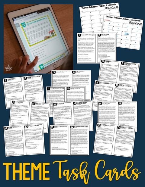 Theme Task Cards 4th/5th Grade | Distance Learning | Google Apps