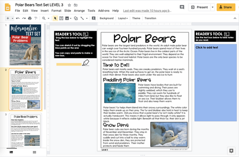 Informational Text Set {Polar Bear Problems} | Distance Learning | Google Apps