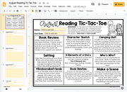 Fiction Reading Tic Tac Toe (Monthly Reading Response) | Distance Learning | Google Slides