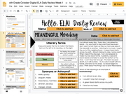 ELA Daily Review 6th Grade {October} | Distance Learning | Google Slides and Forms