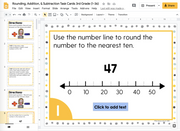 Rounding, Addition, and Subtraction Task Cards (3rd Grade) Google Slides & Forms
