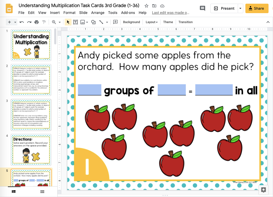 Math Task Cards for the Year Bundle (3rd Grade) | Google Slides & Form – The Literacy Loft for Free Printable Math Task Cards