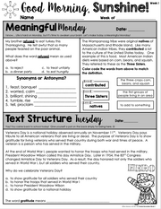 ELA Morning Work 3rd Grade {November} | Distance Learning | Google Slides