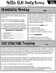 ELA Daily Review 8th Grade {November} | Distance Learning | Google Slides and Forms