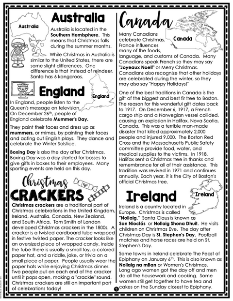 Christmas Around the World Newspaper Bingo {Informational Text}