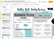 ELA Daily Review 8th Grade {January} I Distance Learning I Google Slides and Forms